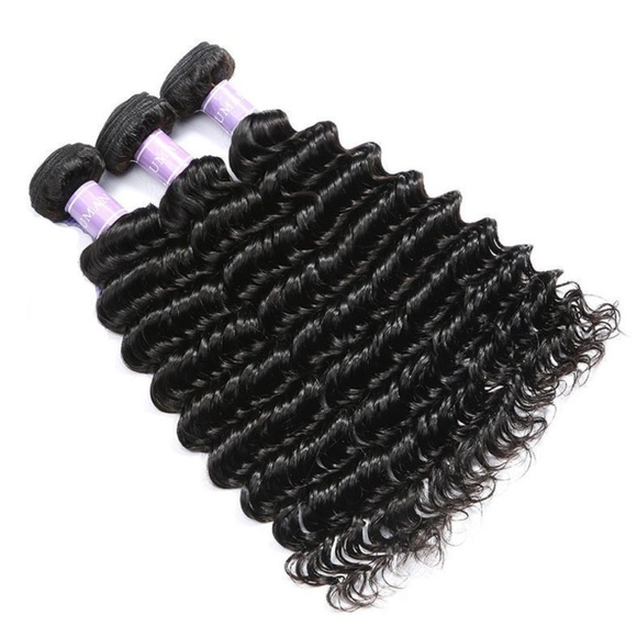 3 Bundle Indian Deep Wave Seamles Lace+4x4 Closure main image 4